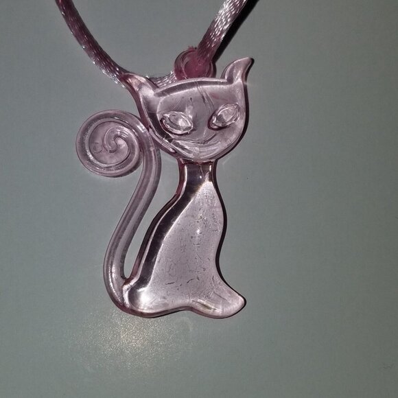 Kitty Cat Girl Child Jewelry Lot Tan Plush Pin Pink Plastic Necklace Burlap Bag - Picture 8 of 9